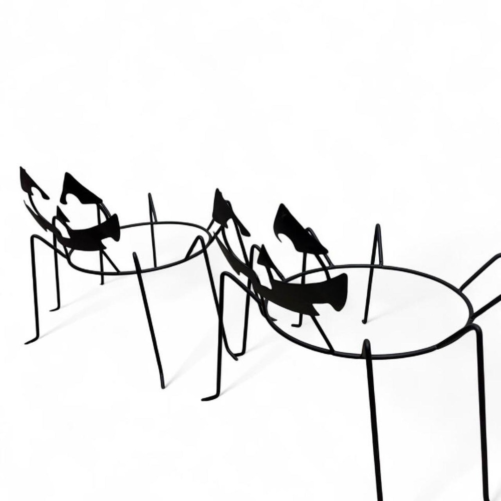 Spider Planter Stands Set of 2 Black Metal Halloween Decor Witchy Pumpkin Gothy - Picture 2 of 8